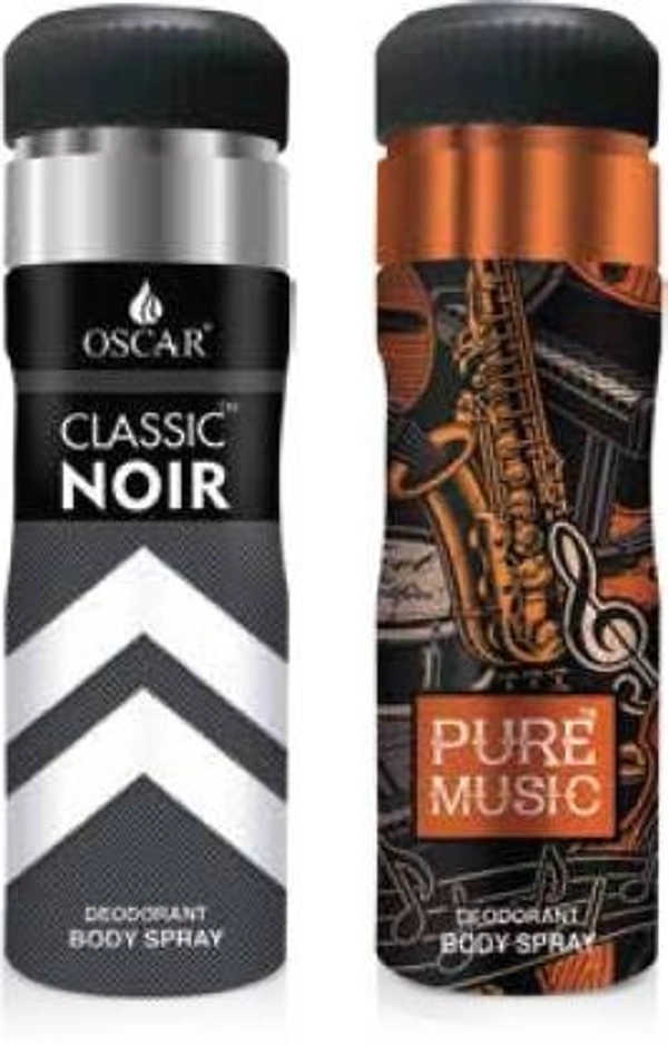 OSCAR Pure Music + Classic Noir Deo 200 ml (2 Pc) Deodorant Spray - For Men & Women (200 ml, Pack of 2)