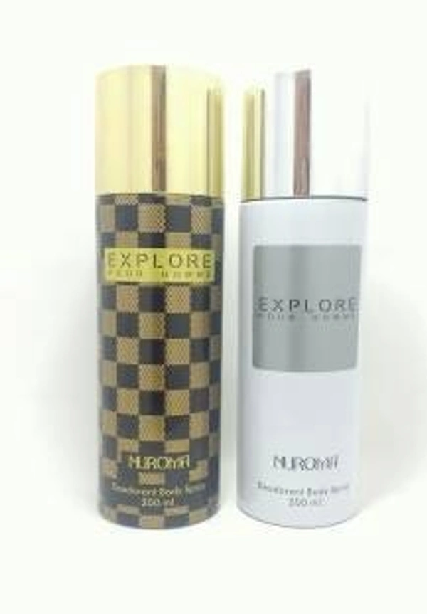 NUROMA Explore White and Explore Brown Deodorant Spray - For Men (400 ml, Pack of 2)