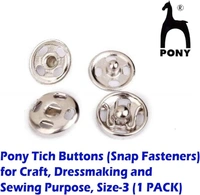 Pony Size-1 Tich Buttons(Snap Fasteners) for Craft, Dressmaking and Sewing Purpose (40Pieces) Brass Buttons (Pack of 20)