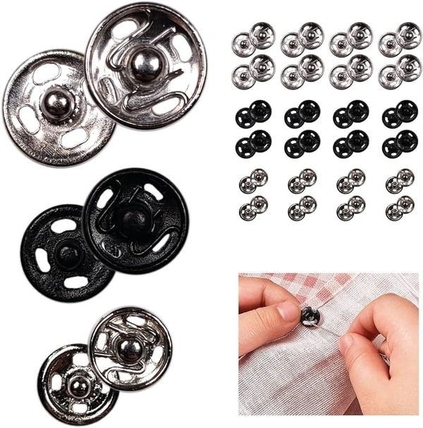 Pony Size-1 Tich Buttons(Snap Fasteners) for Craft, Dressmaking and Sewing Purpose (40Pieces) Brass Buttons (Pack of 20)