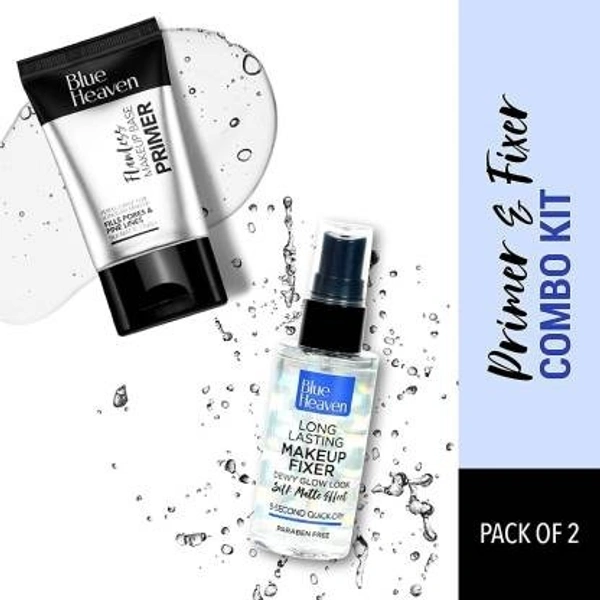 BLUE HEAVEN Flawless Primer + Makeup Fixer Combo Set Primer - 90 ml (Transparent)