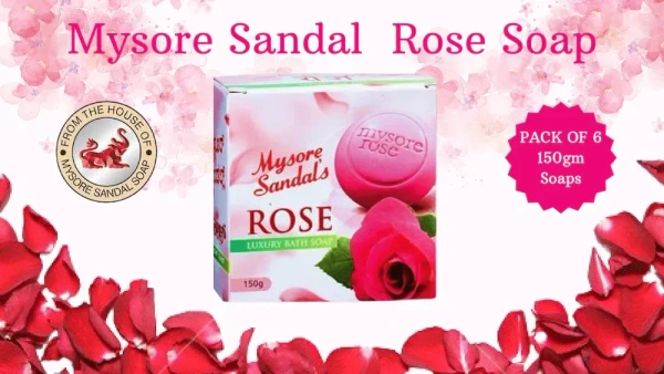 MYSORE SANDAL Rose Luxury Bath Soap (6 x 150 g)
