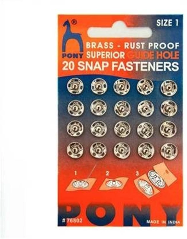 Pony Size-1 Tich Buttons(Snap Fasteners) for Craft, Dressmaking and Sewing Purpose (40Pieces) Brass Buttons (Pack of 20)