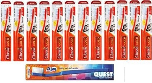 AJAY TB101 Toothbrush (1Pc) + Classic Medium Tooth Brush (12 PC) (13 Items in the set)