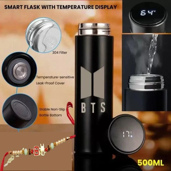 Peekalo Designer Rakhi with BTS Print Temperature Bottle (Set of 2)