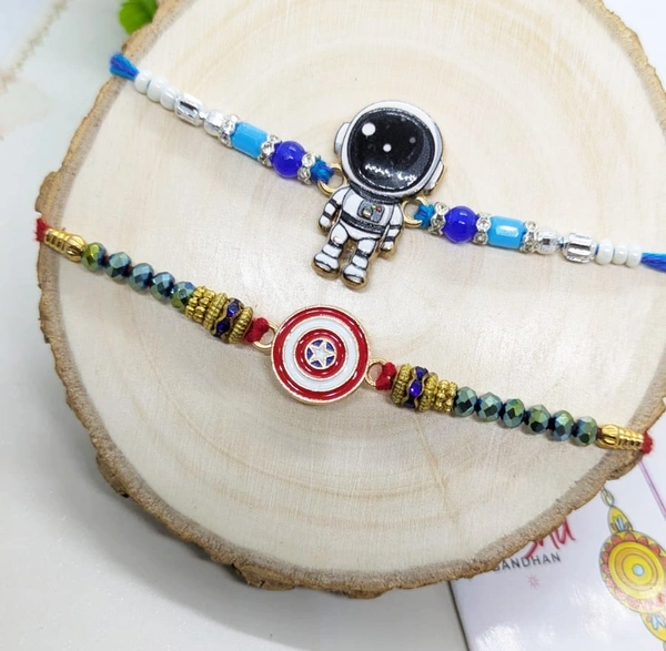 Peekalo Kids Astronaut and Captain America Rakhi (Set of 2)