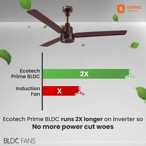 1200mm Ecotech Prime BLDC 5 Star Rated Ceiling Fan With Remote - 1200 mm, brown