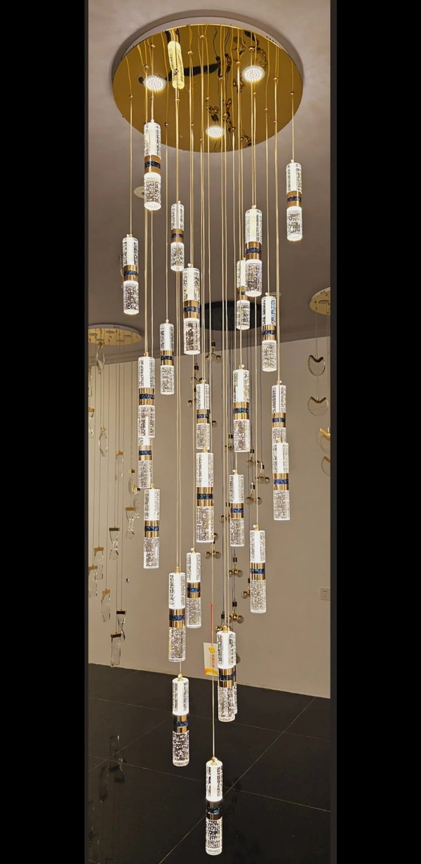 DELAMPS 8Feet Raindrop Chandelier Lighting Modern Crystal Ceiling Lighting Fixture - Warm White 8feet (12lamp)(AC)