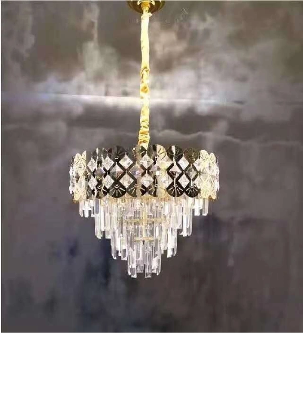 Delamps K9 Crystal Glass Modern Ceiling Chandelier Light Fixture (Clear Crystals, Black Gold) 400 mm 077