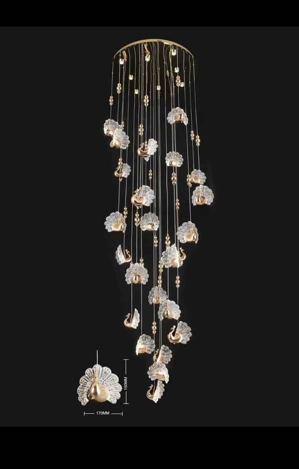 Modern PEACOCK Crystal Led Chandelier Ceiling Light (Warm White)