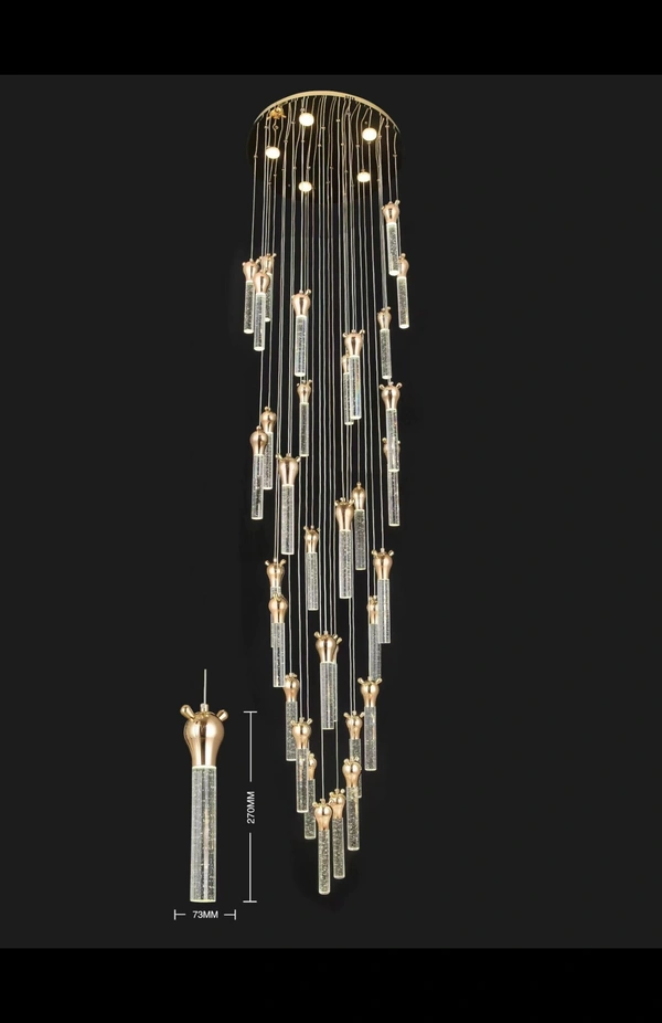 28 Gel Glass Rod Pendant and Height Suspension Jhoomar Wirth LED Light For Stair Case Area Lighting and Decoration