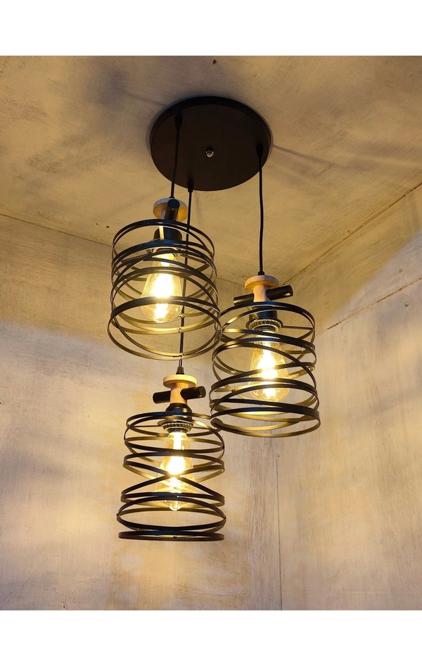 Pendant Lighting for Kitchen Island,Rustic Farmhouse Brown Rust Cage Hanging Lamp,Black