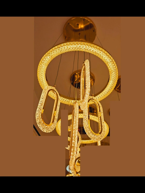 Gold, Dimmable LED with Remote Control) Chandelier