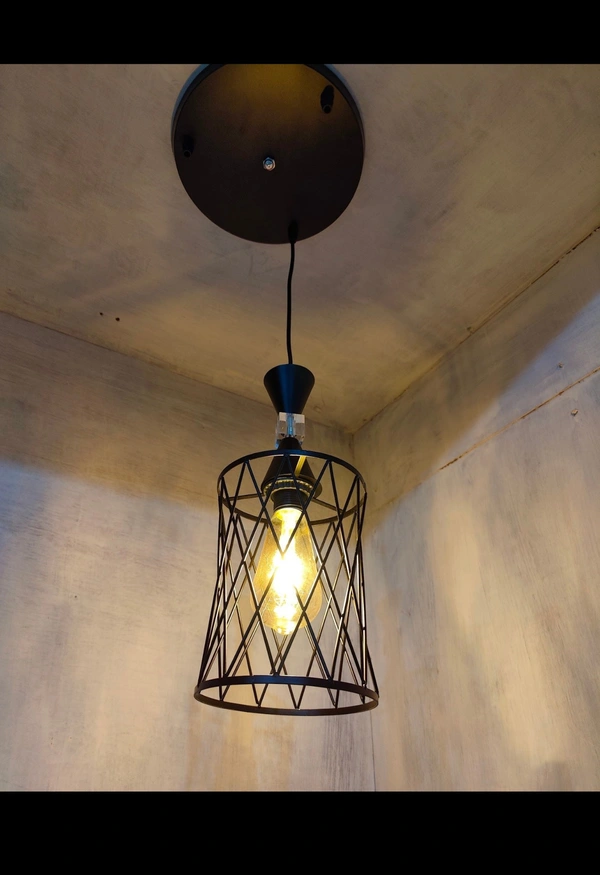 Black Pendant Light, Farmhouse Rustic Vintage Hanging Lamp Industrial Metal Mini Cage Pendant Lighting Fixture for Kitchen Island Bedroom Hallway, E26 Base
