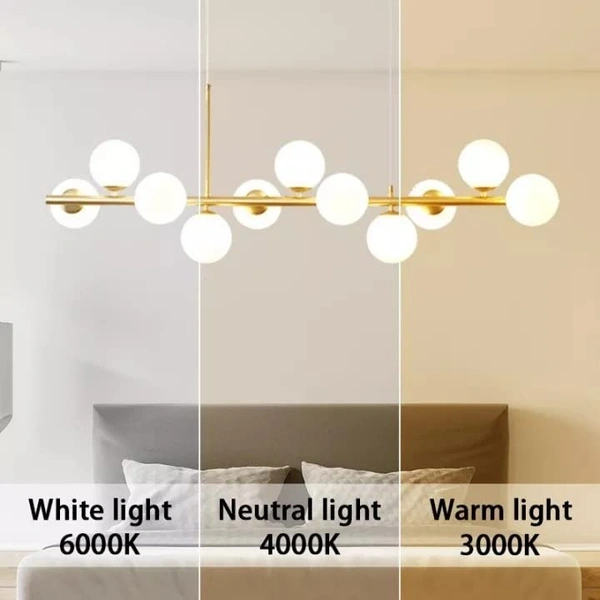 Jhumar Light for Living Room Zoomer for Hall 66 Watt Prestige Gold Led Chandelier, App Control, Voice Assist(11 Balls Frosted)