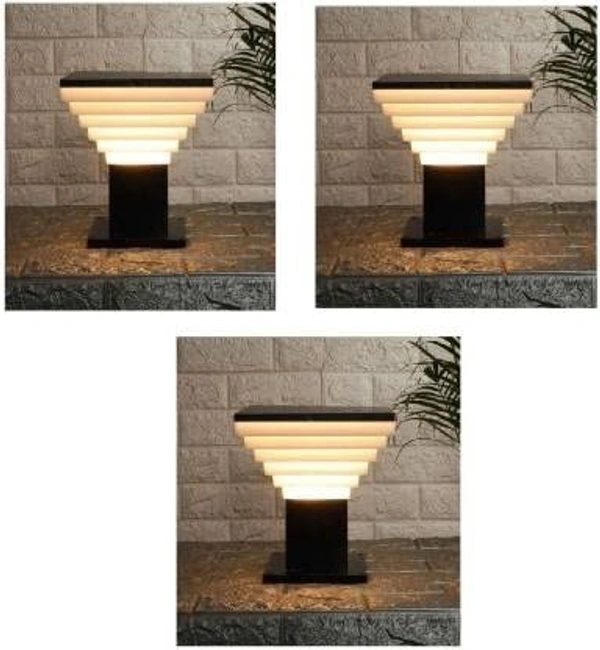 DELAMPS Outdoor Square Lamp/Pillar Lamp/Pole Lamp/Exterior Lamp for Gate and Garden, Deluxe, (Black and White)