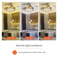 Eleganza Luxury Chandelier Ceiling Fan with Retractable Blades, Mood Lighting & Remote, EZ01 - 1200 mm, gold