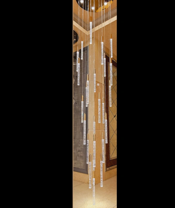 Long Crystal Chandelier Glass Modern Duplex Building Villa Stair Lamp LED Personalized Meteor Shower Chandelier Living Room Simplicity Luxury Staircase Apartment Revolving Loft Simple