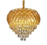 Metal and K9 Crystal Golden Finish Exqusite Design Chandelier/Jhumar for Home and Office ; Pack of 1 Jhumar (Golden_L20-400mm)