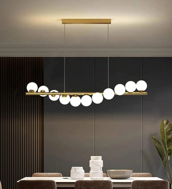 Jhumar Light for Living Room Zoomer for Hall 66 Watt Prestige Gold Led Chandelier, App Control, Voice Assist(11 Balls Frosted)