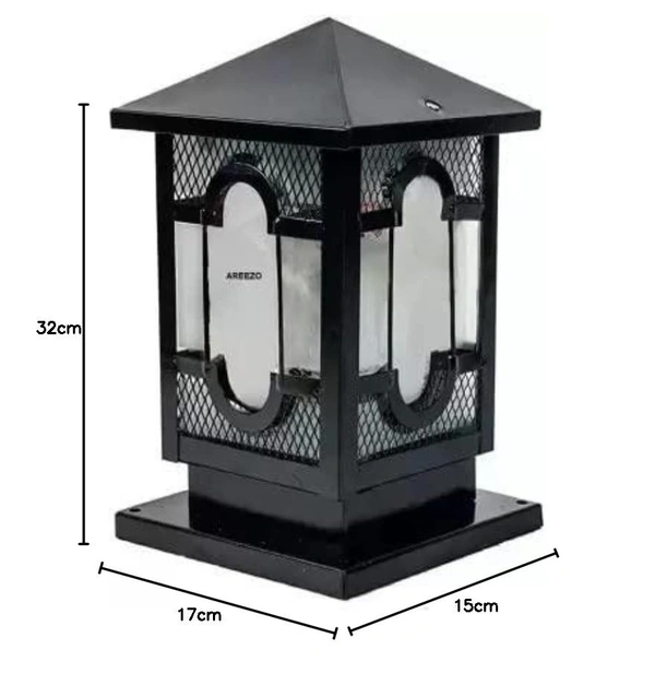 DELAMPS Black Metal Gate Light Taj Antique Metal Gate Light Casted Brass Metal Gate lamp for Pillar/Pole/Garden/Entrance gate/Waterproof Outdoor Light for Home and Garden,Pack of 1