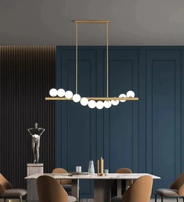 Jhumar Light for Living Room Zoomer for Hall 66 Watt Prestige Gold Led Chandelier, App Control, Voice Assist(11 Balls Frosted)