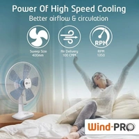 Orient Electric Wind Pro 60 Desk Fan | 400mm Table Fan | Revolutionary CTX Technology | Strong & Powerful Motor | Warranty (2 Years) | (White/Blue Tint, Pack of 1) Visit the Orient Electric Store - 400mm, White/Blue Tint