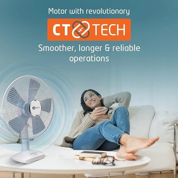 Orient Electric Wind Pro 60 Desk Fan | 400mm Table Fan | Revolutionary CTX Technology | Strong & Powerful Motor | Warranty (2 Years) | (White/Blue Tint, Pack of 1) Visit the Orient Electric Store - 400mm, White/Blue Tint