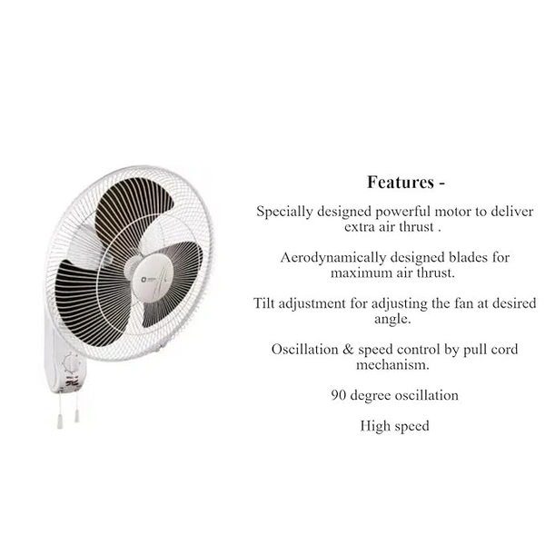Orient Electric Wall-47 400mm Wall Fan High speed - 400mm, crystal white