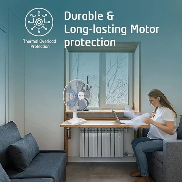 Orient Electric Wind Pro 60 Desk Fan | 400mm Table Fan | Revolutionary CTX Technology | Strong & Powerful Motor | Warranty (2 Years) | (White/Blue Tint, Pack of 1) Visit the Orient Electric Store - 400mm, White/Blue Tint