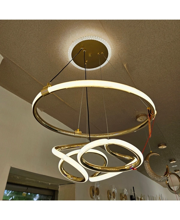 Two Ring GOLD Chandelier, Three Colour (Warm White, Natural White, Cold White) 6518