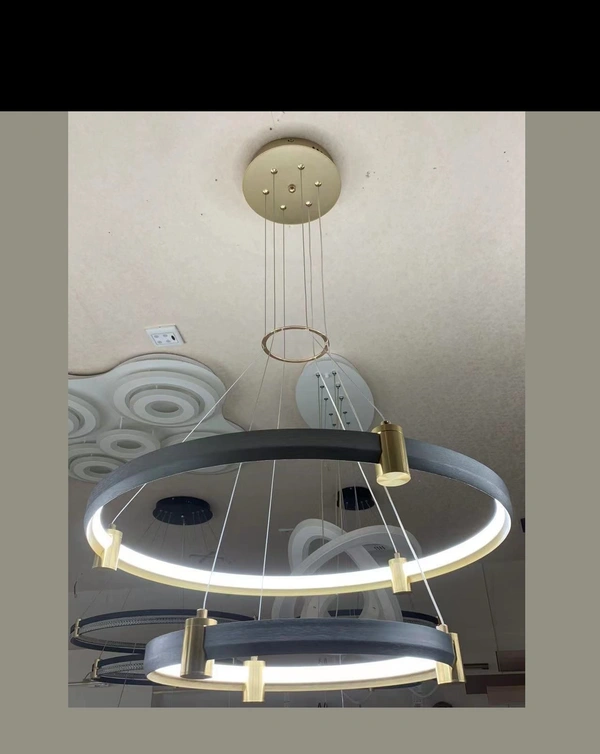 DELAMPS Golden Circle Chandelier Led Personality Simplicity Meals Chandeliers Creative Household Chandelier Used for Living Room Table Lamp Bedroom Bar Decorative Lamps,Warm Light