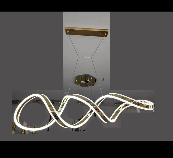 DELAMPS Swirl Luxe Dining Chandelier | Modern Chandelier Light Fixture for Hallway, Living Room, Hotel & Entryways - 1200MM (Gold Body)