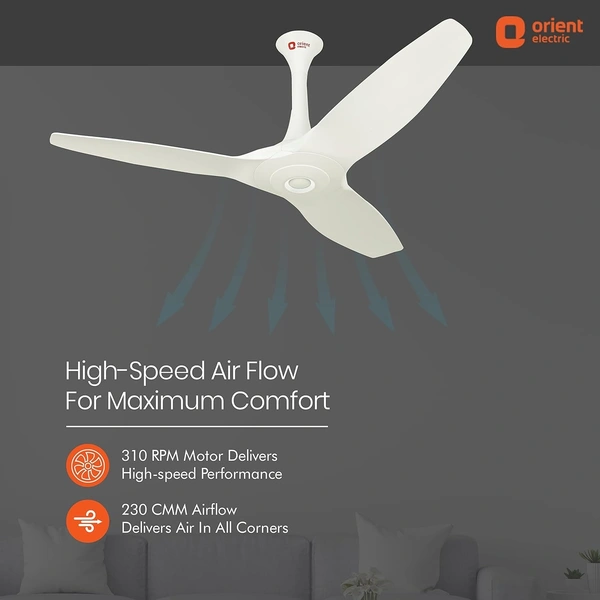 Orient Electric Aeroquiet Noiseless Premium Ceiling Fan for Home | 18-pole strong motor | 48 inch (1200 mm) (White, Pack of 1) - 1200 MM, WHITE