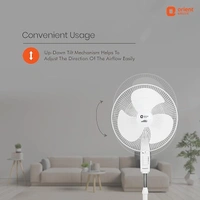 Orient Electric Stand 32 Trendz Pedestal Fan | Reduced Noise with Innovative CT Technology | Stand Fan for Home with 1330 RPM Motor Speed - 400mm, signal white