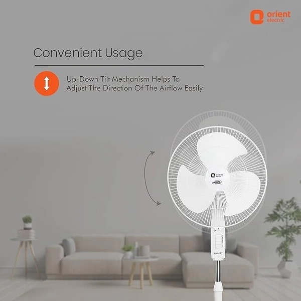 Orient Electric Stand 32 Trendz Pedestal Fan | Reduced Noise with Innovative CT Technology | Stand Fan for Home with 1330 RPM Motor Speed - 400mm, signal white