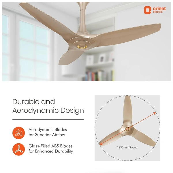 Orient Electric 1200mm Aeroquiet Ceiling Fan (Mystic Gold) - 1200 mm, Mystic Gold