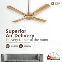 Orient Electric Quadro Ornamental 1200mm | 4 Blade, Premium BEE Star Rated Ceiling Fan - 1200 mm, Golden Chocolate