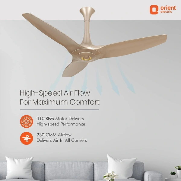 Orient Electric 1200mm Aeroquiet Ceiling Fan (Mystic Gold) - 1200 mm, Mystic Gold