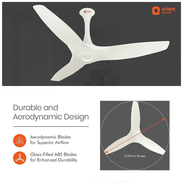 Orient Electric Aeroquiet Noiseless Premium Ceiling Fan for Home | 18-pole strong motor | 48 inch (1200 mm) (White, Pack of 1) - 1200 MM, WHITE