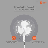 Orient Electric Stand 32 Trendz Pedestal Fan | Reduced Noise with Innovative CT Technology | Stand Fan for Home with 1330 RPM Motor Speed - 400mm, signal white