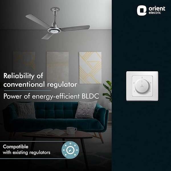 Orient Electric 1200 mm I Float| BLDC ceiling fan | BEE 5-star rated | Compatible with existing regulators | Up to 50% energy-saving | 3-year warranty | Grey, pack of 1 - 1200 mm, Gray