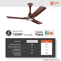 Orient Electric 1200 mm I Float| BLDC ceiling fan | BEE 5-star rated | Compatible with existing regulators | Up to 50% energy-saving | 3-year warranty | Lakeside Brown, pack of 1 - 1200 mm, Brown