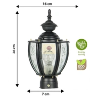 DELAMPS Black Curve Glass Clear/Frosted Flower Design Gate Light for (Home/Hotel/Garden/Lawn/Balcony/Corridor,Boundary Wall,Garden) B22 Pack of 1(Bulb not Included)