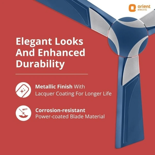 Orient Wendy BLDC Ceiling Fan 1200mm - 1200 mm, Azure Blue-Silver