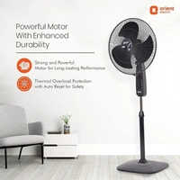 Orient Electric High Speed 400 MM Stand 37 Trendz Pedestal Fans with 3-Speed Piano Switch Control | Adjustable Height | 90-Degree Oscilation | 100% Copper Motor | 2 Years Warranty | Slate Grey - 400 mm, Slate Grey