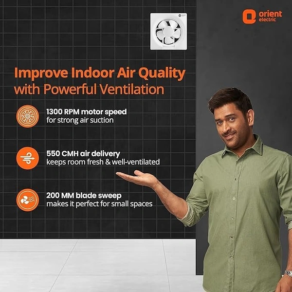 Orient Electric Ventilator Dx 200mm Fan (White) (White) - 200mm, White