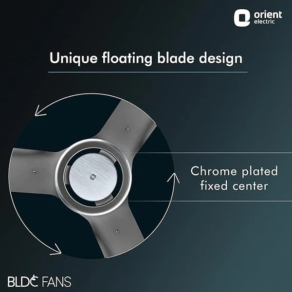 Orient Electric 1200 mm I Float| BLDC ceiling fan | BEE 5-star rated | Compatible with existing regulators | Up to 50% energy-saving | 3-year warranty | Grey, pack of 1 - 1200 mm, Gray
