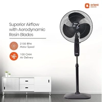 Orient Electric High Speed 400 MM Stand 37 Trendz Pedestal Fans with 3-Speed Piano Switch Control | Adjustable Height | 90-Degree Oscilation | 100% Copper Motor | 2 Years Warranty | Slate Grey - 400 mm, Slate Grey