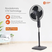 Orient Electric High Speed 400 MM Stand 37 Trendz Pedestal Fans with 3-Speed Piano Switch Control | Adjustable Height | 90-Degree Oscilation | 100% Copper Motor | 2 Years Warranty | Slate Grey - 400 mm, Slate Grey